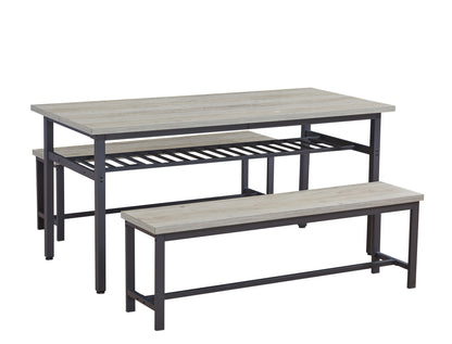 1st Choice Modern 3-Piece Kitchen Table Dining Room Set with 2 Benches