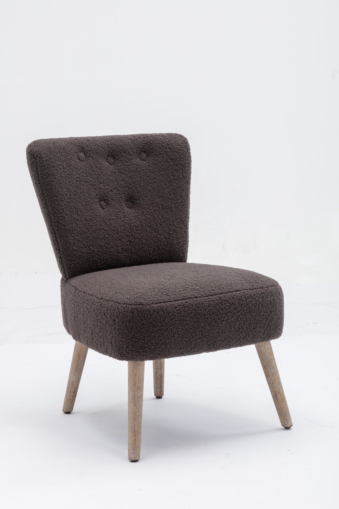 1st Choice Modern Fabric Button Accent Slipper Chair With Wooden Legs