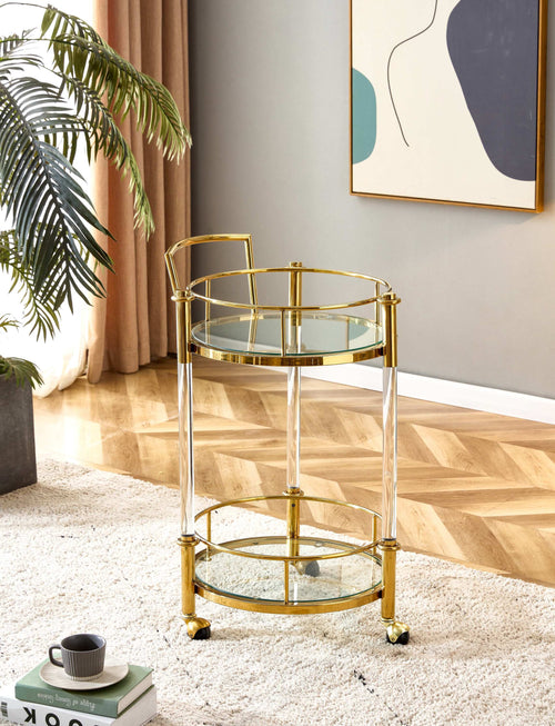 1st Choice Modern Mobile Bar Serving Wine Cart Storage in Stainless Steel