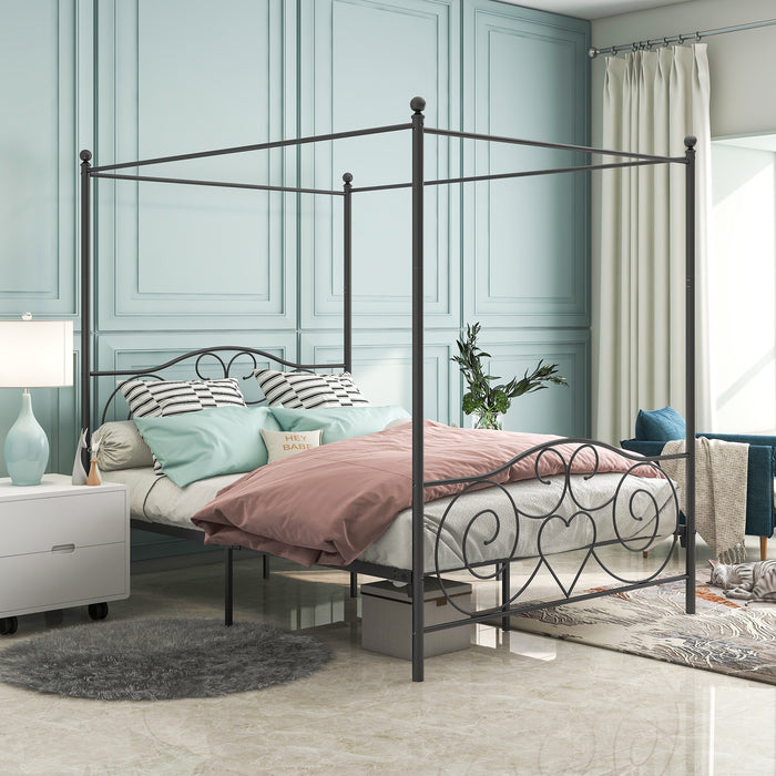 1st Choice Metal Canopy Bed Frame with Vintage Style Headboard & Footboard