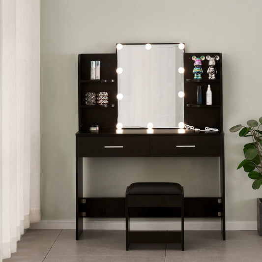 1st Choice Simple Hair Desk with Multi and Large Storage Space in Black
