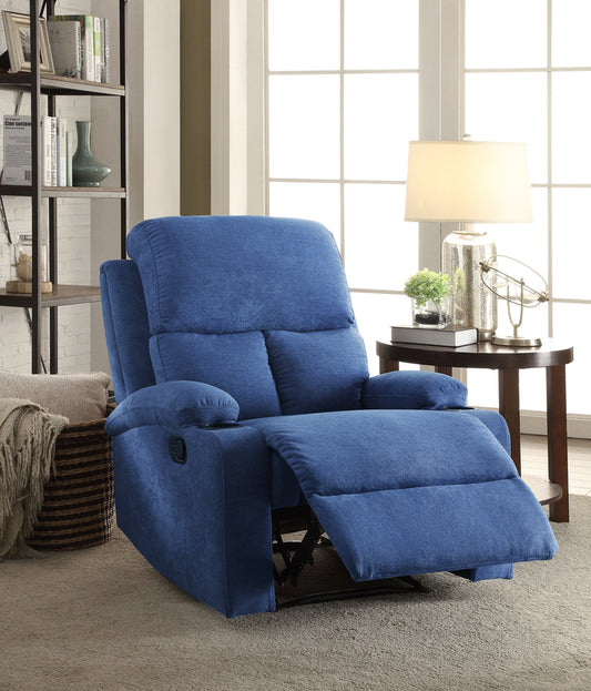 1st Choice Stylish Motion Living Room Blue Velvet Recliner Chair