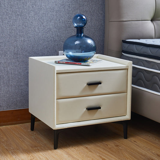 Enhance Your Space with Our 1st Choice Beige PU Leather Nightstand