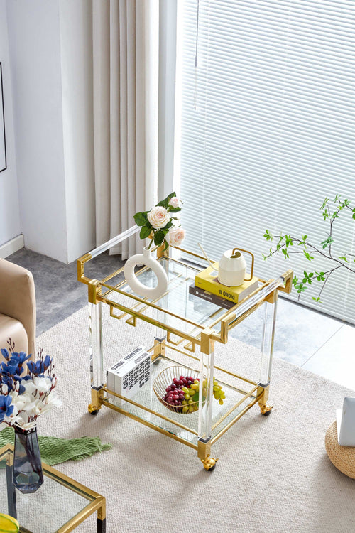 1st Choice Modern Chrome Bar Serving Cart Tempered Glass Metal Frame