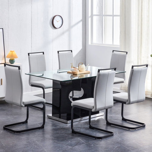 1st Choice Large Modern Minimalist Rectangular Glass Dining Table