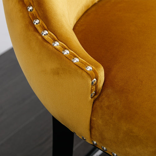 1st Choice Modern Velvet Upholstered Wing-Back Gold Barstools in 4 set