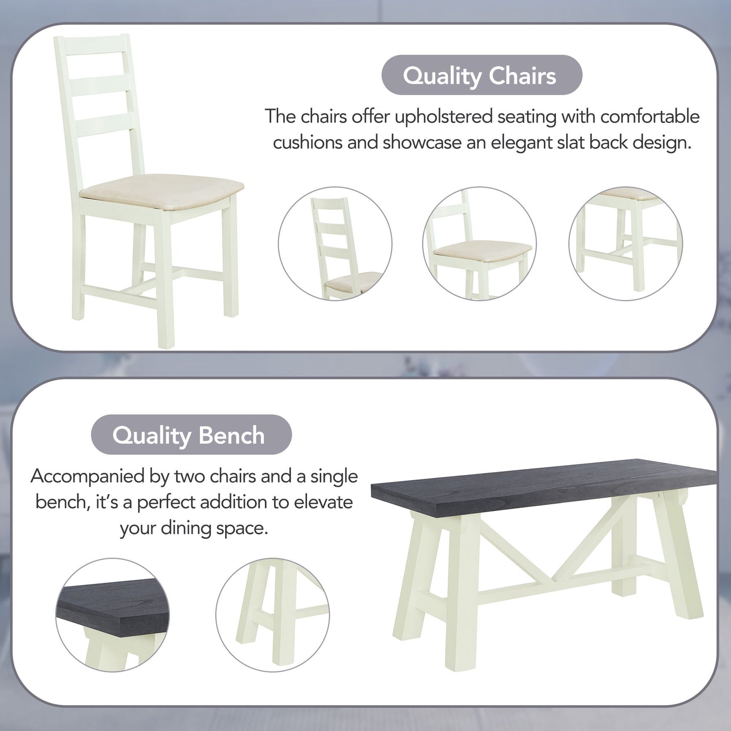 1st Choice 4-Piece Dining Table Set Solid Wood Kitchen Table Set