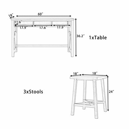 1st Choice Farmhouse Counter Height 4-Piece Dining Table Set in White