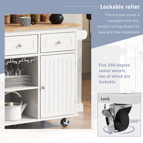 1st Choice Modern Kitchen Island Adjustable Storage with Power Outlet