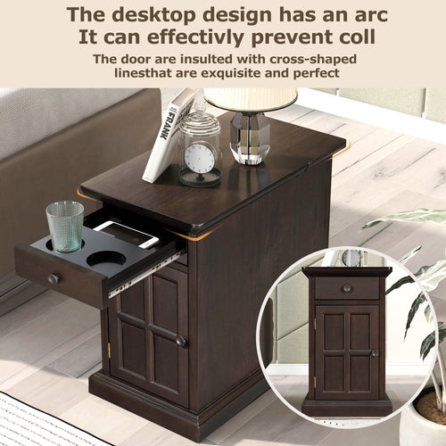1st Choice Vintage Livingroom End Table Side Table with USB Ports