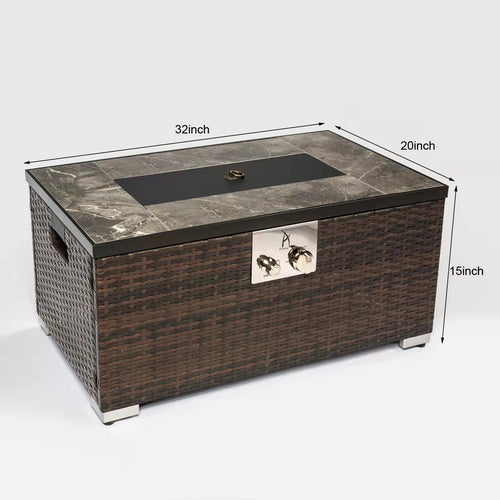 1st Choice Outdoor Fire Table  Propane Fire Pit Rattan Gas Fire Table
