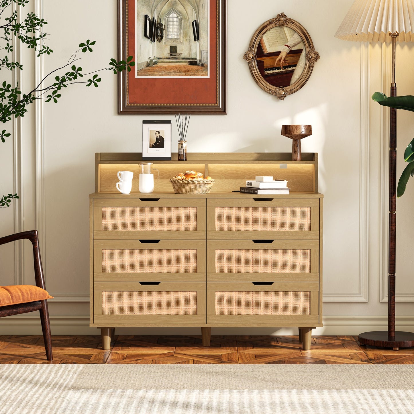 1st Choice 6-Drawers Rattan Storage Cabinet Rattan Drawer in Natural