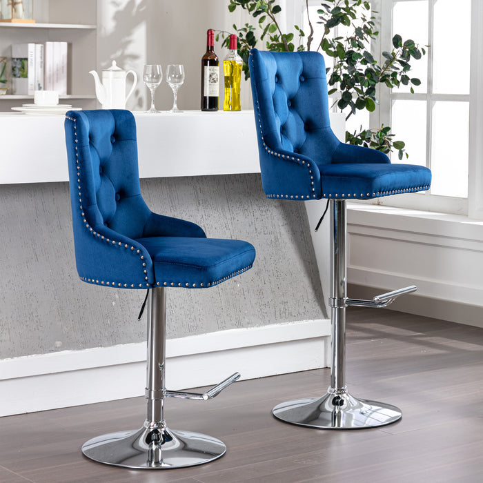 1st Choice Model Swivel Velvet Barstools Adjustable Seat Height
