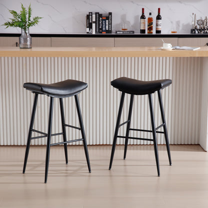 Counter Height Bar Stool Set of 2 for Dining Room Kitchen Counter Island, PU Upholstered Breakfast Stools With Footrest,Black