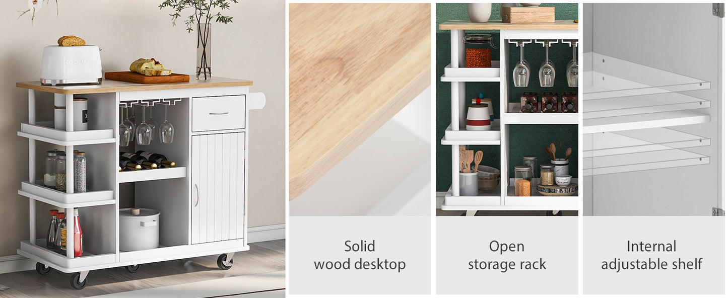 1st Choice Multipurpose Kitchen Cart Cabinet with Side Storage Shelves