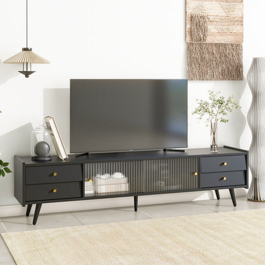 1st Choice Contemporary TV Stand with Sliding Fluted Glass Doors