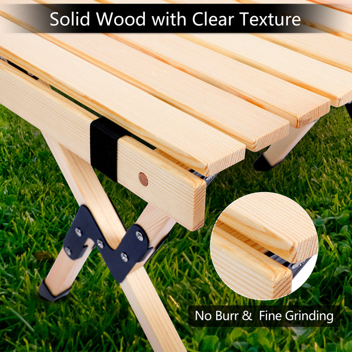 1st Choice Folding Wooden Picnic Camping Roll Up Table with Carry Bag