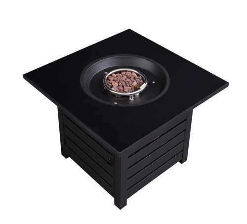 1st Choice 40000 BTU Square Black Metal Propane Gas Fire Pit Table