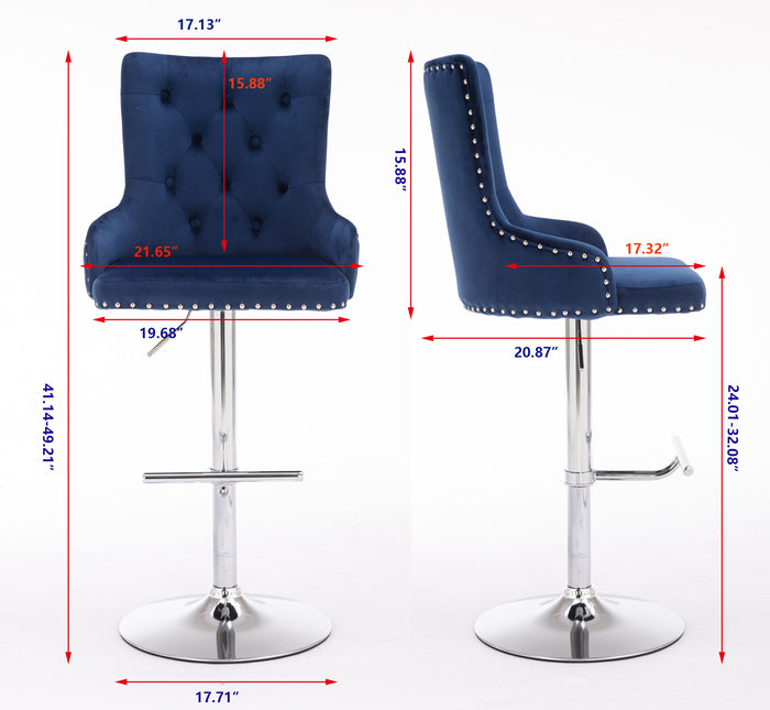 1st Choice Model Swivel Velvet Barstools Adjustable Seat Height