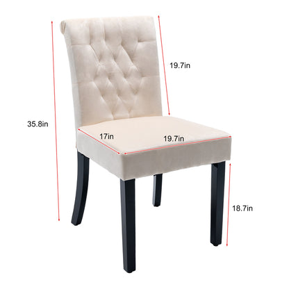 1st Choice Velvet Tufted Height Back Beige Dining Chair - Set of 2