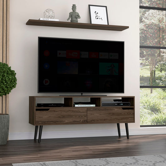 1st Choice Modern 51" TV Stand with Three Open Shelves in Dark Walnut