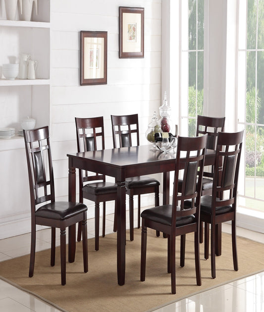 1st Choice Modern 7 Piece Dining Set with 6 Side Chairs in Espresso Finish
