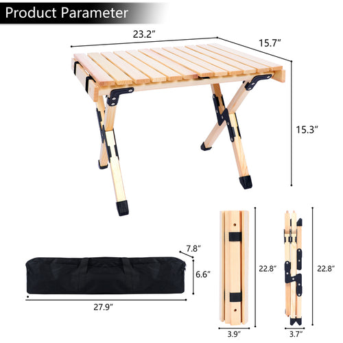 1st Choice Folding Wooden Picnic Camping Roll Up Table with Carry Bag