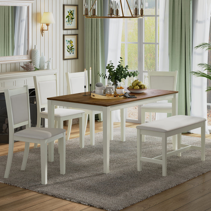 1st Choice Contemporary Rustic Solid Wood Dining Table Set in Brown