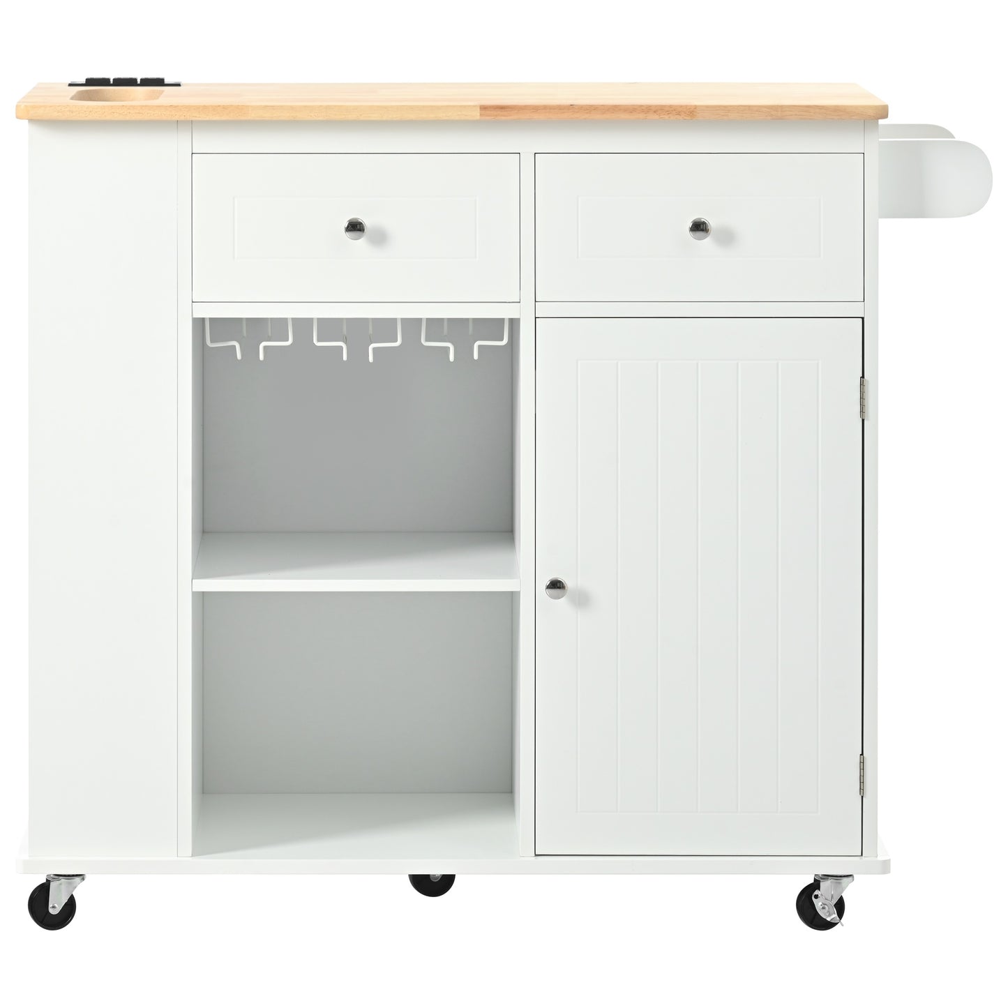 1st Choice Modern Kitchen Island Adjustable Storage with Power Outlet