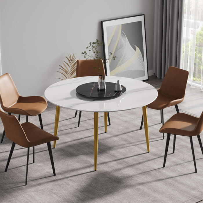 1st Choice Modern Elegant Round Golden Metal Dining Table Set Surface
