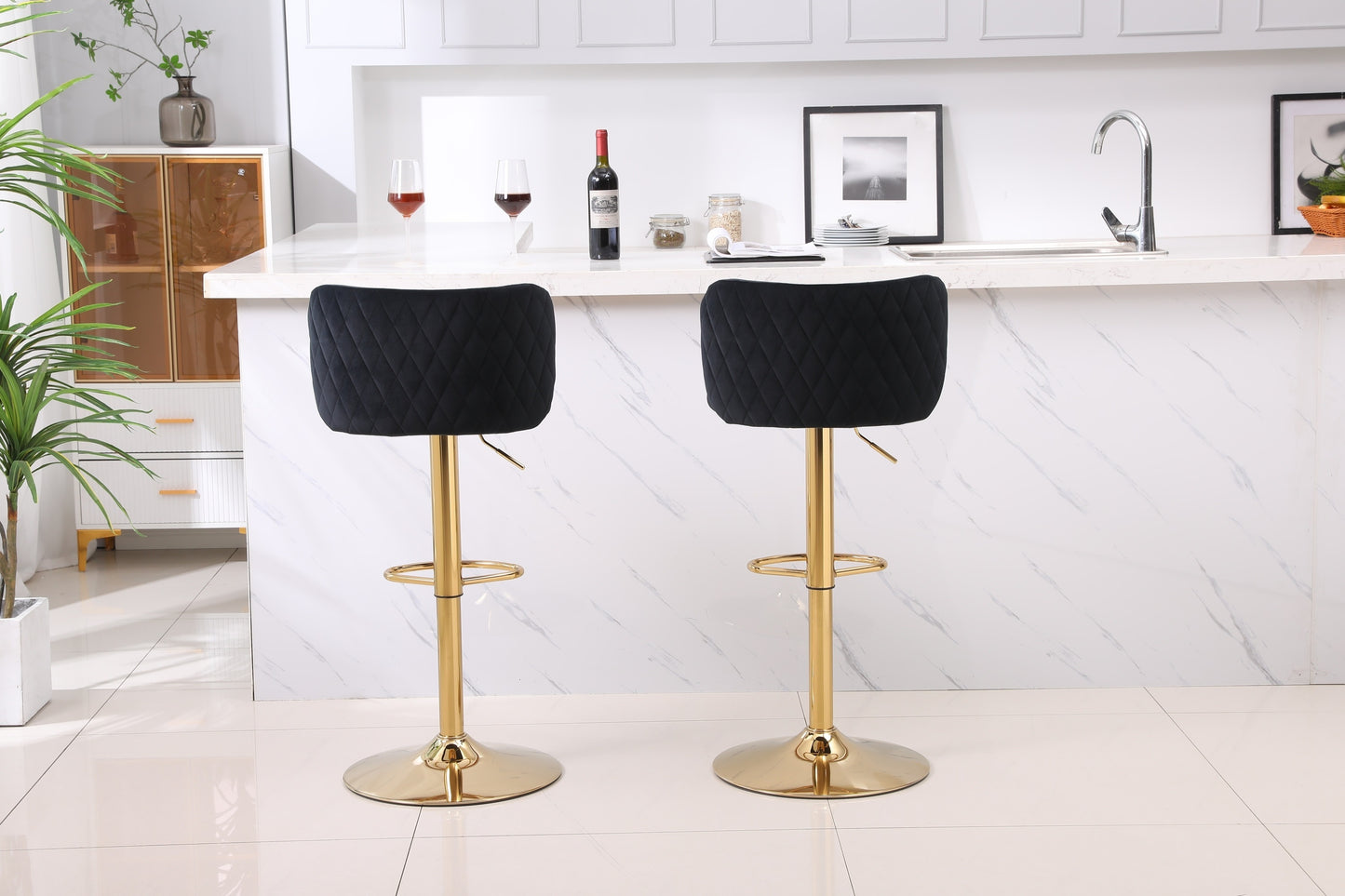 1st Choice Moder Swivel Velvet Counter Barstools Bar Height - Set of 2