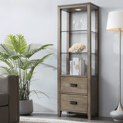 1st Choice Modern Solid Wood TV Side Cabinet Furniture in Gray