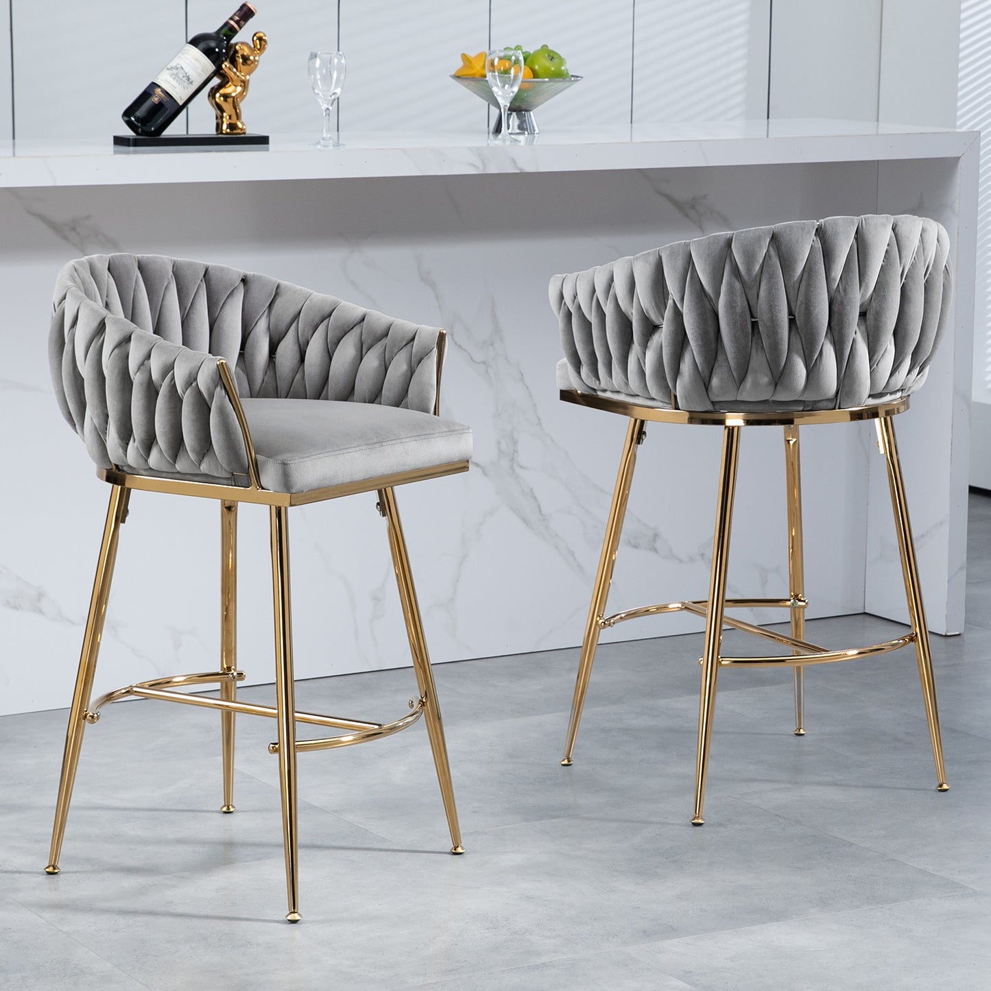 1st Choice Grey Velvet Chair - Modern Elegance & Supreme Comfort Set of 2