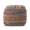 1st Choice Madrid Handcrafted Boho Fabric Pouf in Sage and Multi-Color