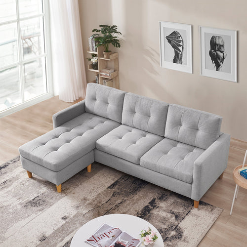 1st Choice Modern Convertible Sectional Sofa & Chaise in Light Grey