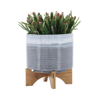 1st Choice Stylish Elegant Ceramic 8" Planter on Stand in Blue Fade