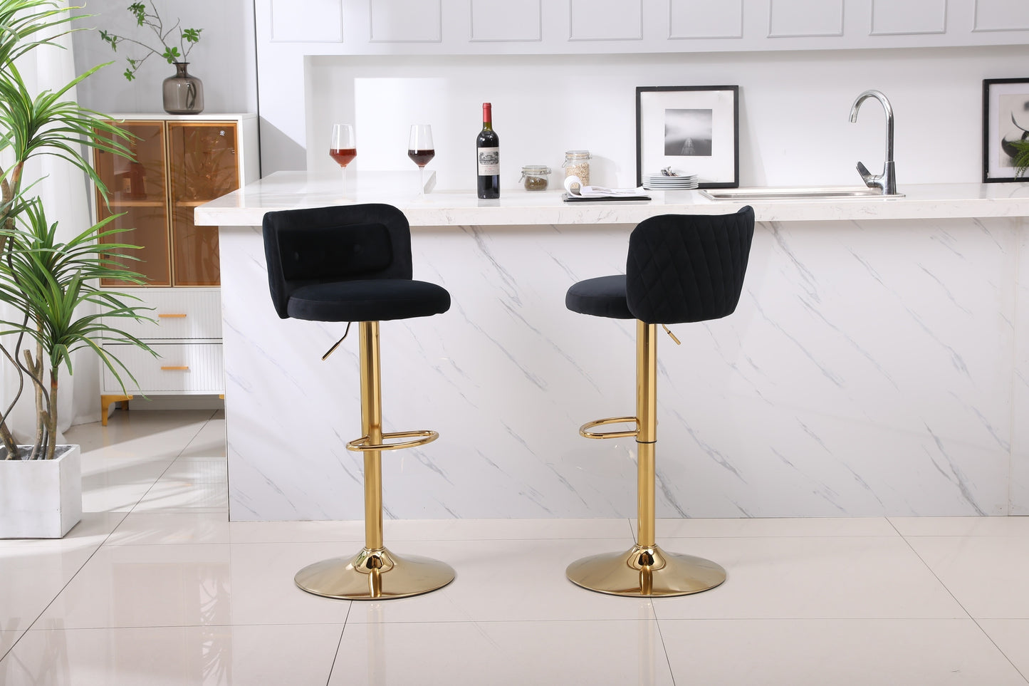 1st Choice Moder Swivel Velvet Counter Barstools Bar Height - Set of 2