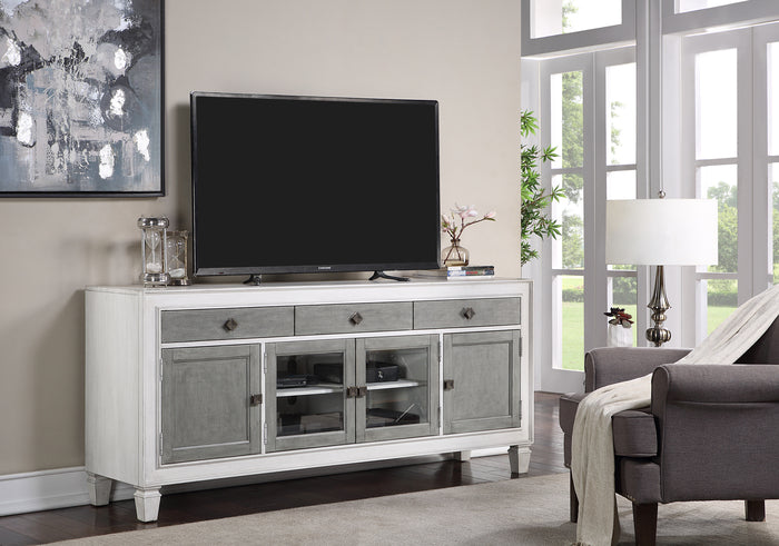 1st Choice Modern and Elegant TV Stand in Rustic Gray & White Finish