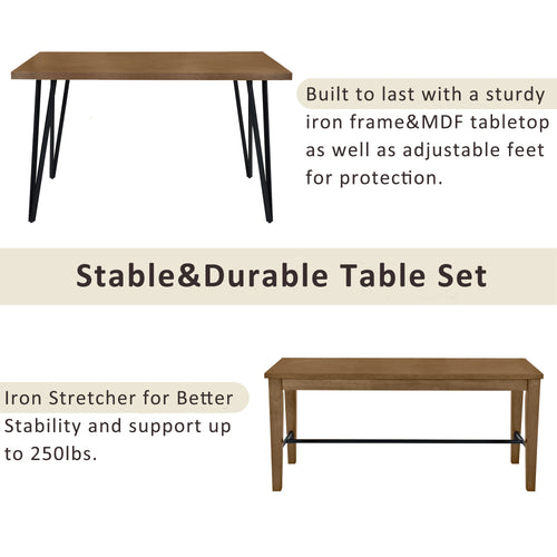 1st Choice Modern & Rustic 6-Piece Dining Set - Elegant Chairs, Sturdy Table