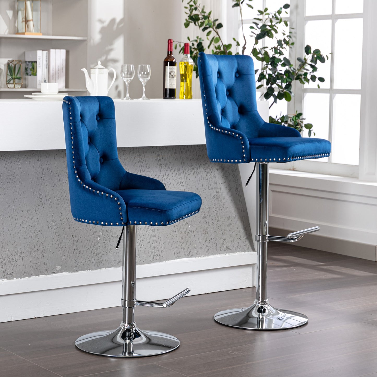 1st Choice Model Swivel Velvet Barstools Adjustable Seat Height