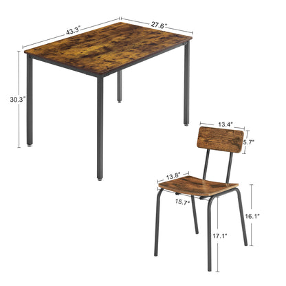 1st Choice Modern Dining Table and Chair Set With Curved Back in Rustic Brown