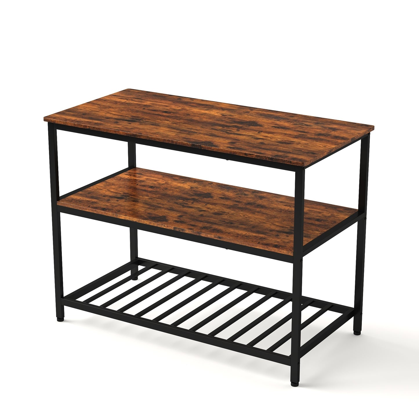 1st Choice Industrial Kitchen Island Shelf Large Worktop - Rustic Brown