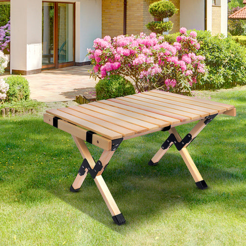 1st Choice Folding Wooden Picnic Camping Roll Up Table with Carry Bag