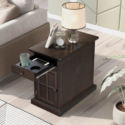 1st Choice Vintage Livingroom End Table Side Table with USB Ports