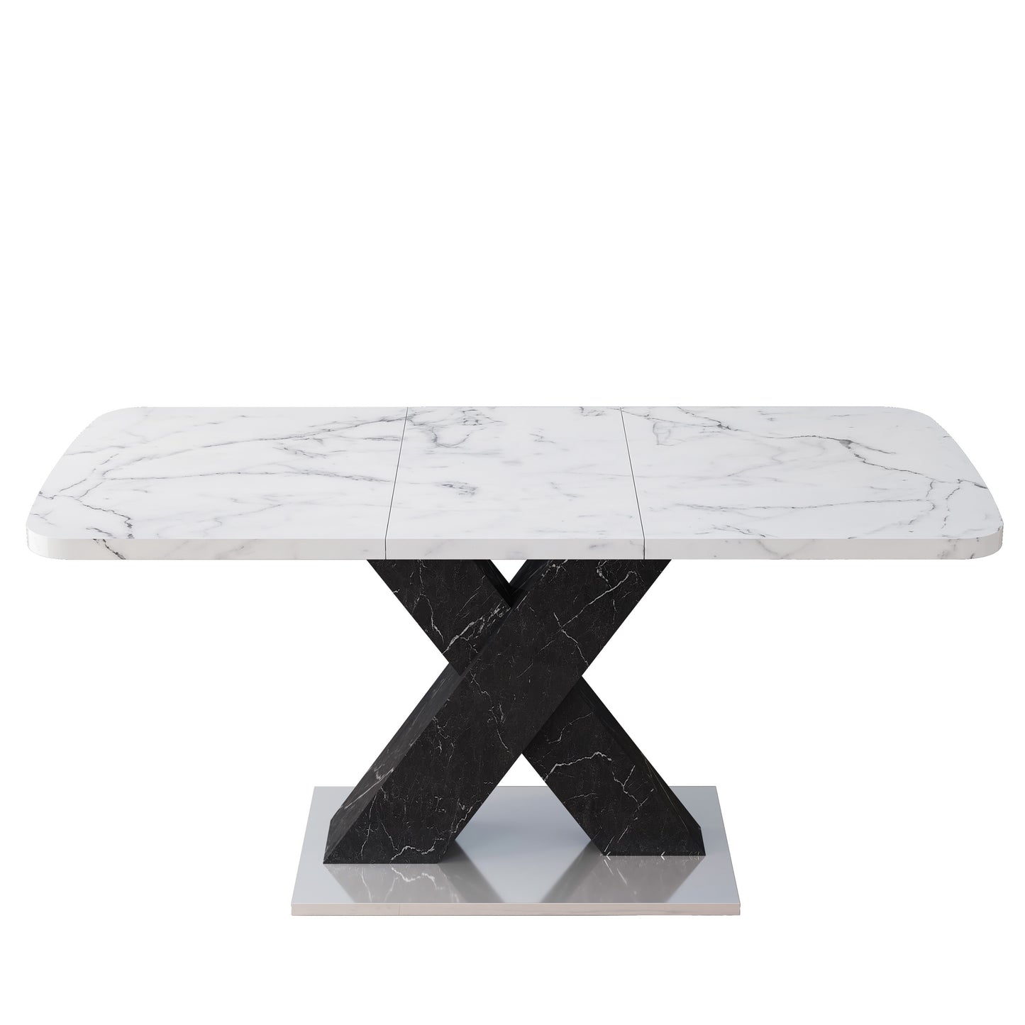 1st Choice Modern Square Stretchable Dining Table in White Marble
