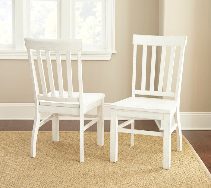 1st Choice Modern Farmhouse Side Chairs in Distressed Antique White - Set of 2