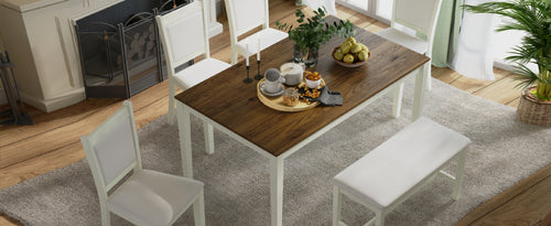 1st Choice Contemporary Rustic Solid Wood Dining Table Set in Brown