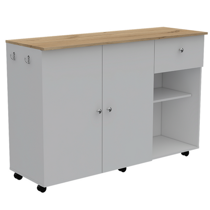 1st Choice Double Door Cabinet Kitchen Island Cart Victoria in White / Light Oak