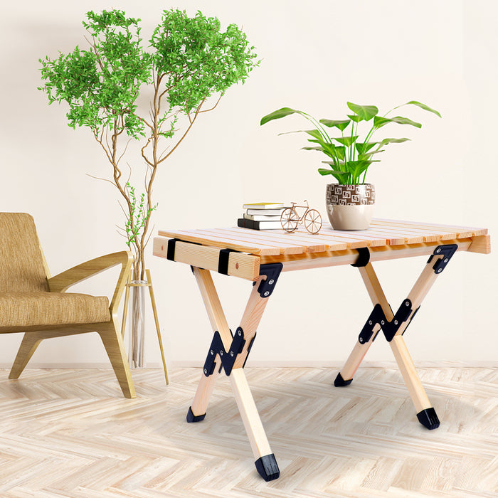 1st Choice Folding Wooden Picnic Camping Roll Up Table with Carry Bag