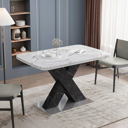1st Choice Modern Square Stretchable Dining Table in White Marble